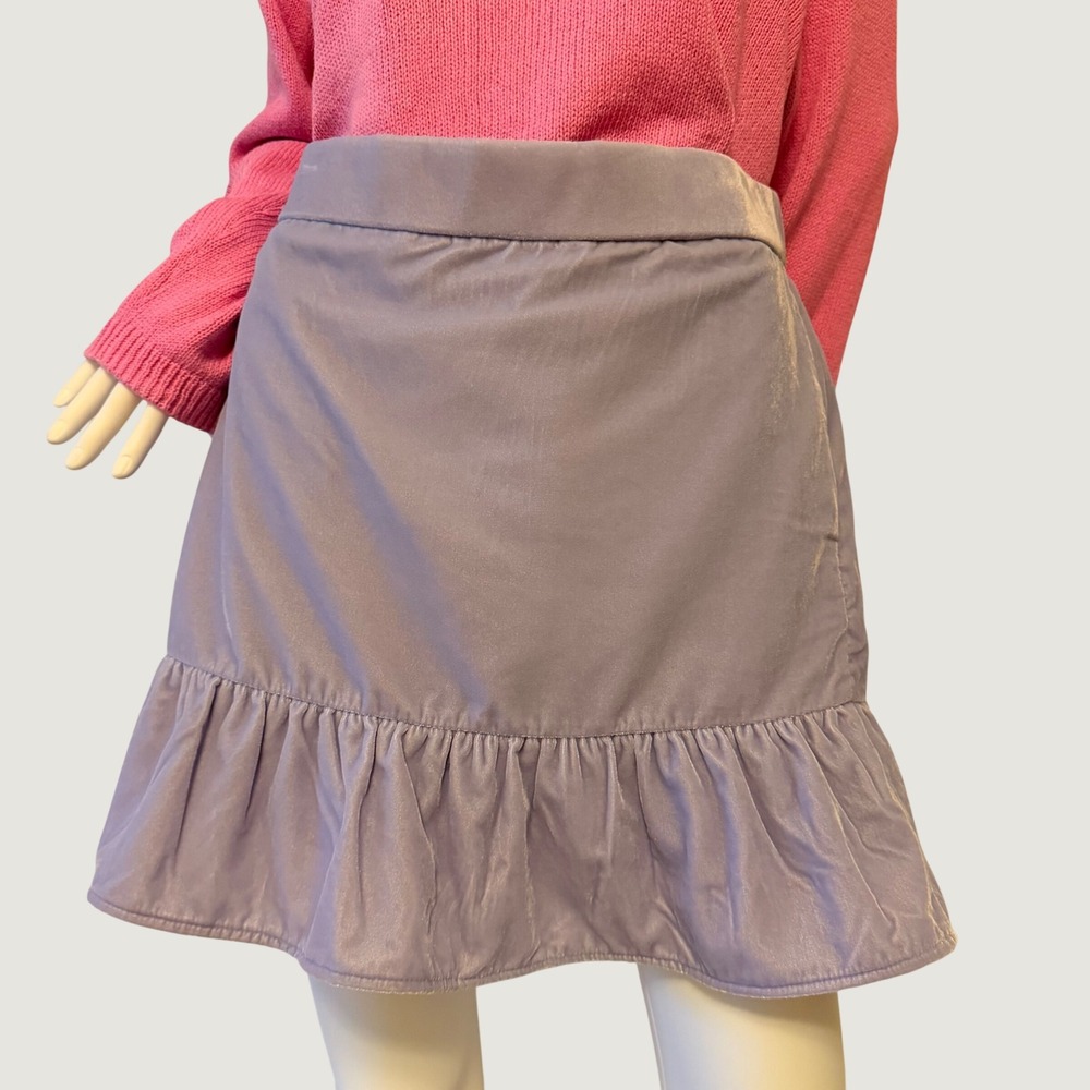 NWT J.Crew Womens Velvet Ruffle Mini Skirt Lavender Purple Elastic Waist Size M